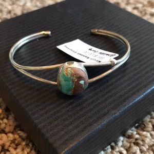 Sterling silver boulder turquoise cuff bracelet